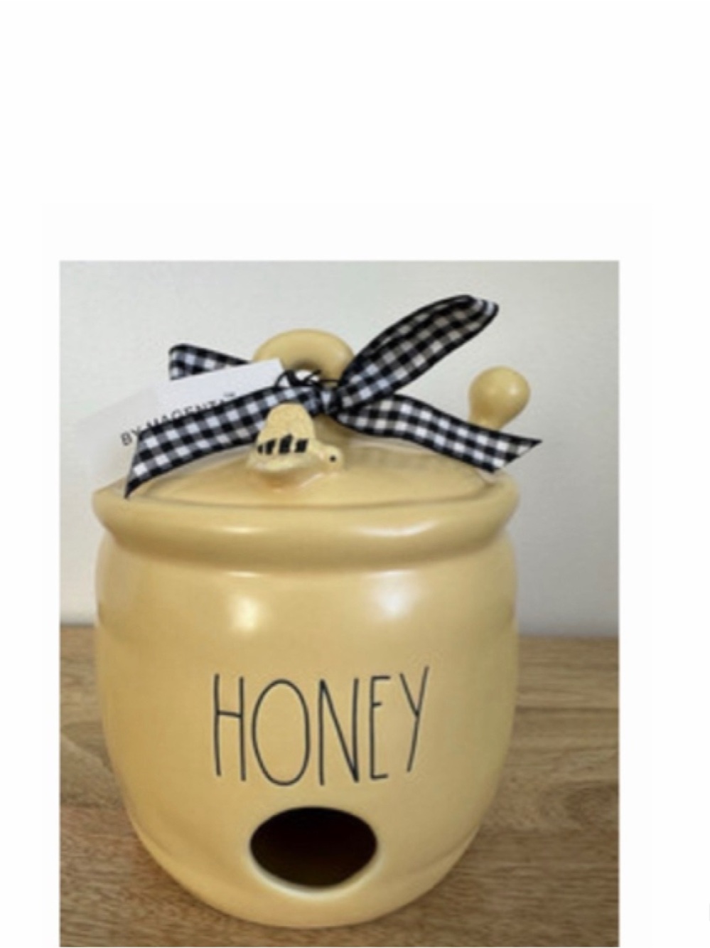 NEW Rae Dunn 'Honey' Honey Pot Shaped Bird House with Bee & Dipper Handle Figure